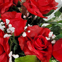 Load image into Gallery viewer, Red Rose and White Calla Lily Memorial Decorations: Includes 2 Jumbo Cemetery Cones
