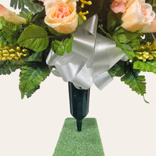 Load image into Gallery viewer, Peach Rose and Calla Lily Jumbo Cemetery Cone Memorial Decoration
