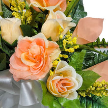 Load image into Gallery viewer, Peach Rose and Calla Lily Memorial Decorations: Includes 2 Jumbo Cemetery Cones
