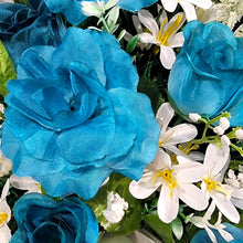 Load image into Gallery viewer, Turquoise Rose and Calla Lily Cemetery Cone Memorial Decoration
