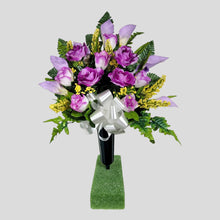 Load image into Gallery viewer, Lavendar Rose and Calla Lily Cemetery Cone Memorial Decoration
