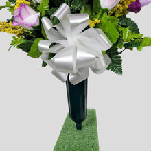 Load image into Gallery viewer, Lavendar Rose &amp; Calla Lily Memorial Decoration set: includes 1 headstone saddle &amp; 2 cemetery cones
