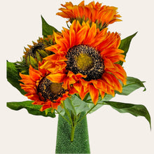 Load image into Gallery viewer, 17&quot; Sunflower Bush with 5 Blooms and 2 Buds (Orange Color)
