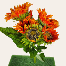 Load image into Gallery viewer, 17&quot; Sunflower Bush with 5 Blooms and 2 Buds (Orange Color)
