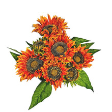 Load image into Gallery viewer, 17&quot; Sunflower Bush with 5 Blooms and 2 Buds (Orange Color)
