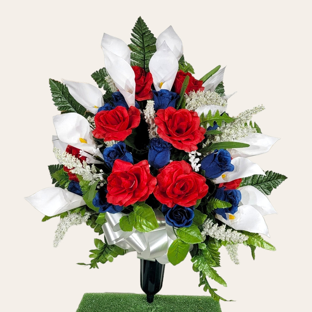 Red White and Blue Jumbo Cemetery Cone Memorial Decoration