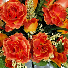 Load image into Gallery viewer, Orange Rose and Calla Lily Memorial Decorations: Includes 2 Jumbo Cemetery Cones
