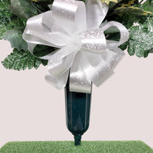 Load image into Gallery viewer, This cemetery cone has Red &amp; White carnations and mums grave flowers with snowman accents.
