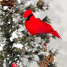 Load image into Gallery viewer, This cemetery cone has a large Christmas Tree with snow, pinecones, cardinals, and berries. It's perfect for a winter memorial decoration.

