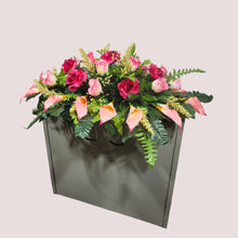 Load image into Gallery viewer, Beauty Pink Rose and Calla Lily Headstone Saddle Memorial Decoration
