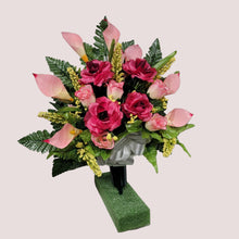 Load image into Gallery viewer, Beauty Pink Rose and Calla Lily Cemetery Cone Memorial Decoration
