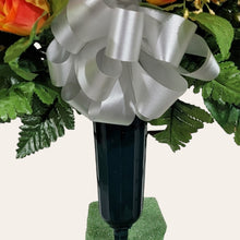 Load image into Gallery viewer, Orange Calla Lily and Rose Cemetery Cone Memorial Decoration
