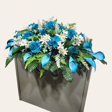 Load image into Gallery viewer, Turquoise Rose and Calla Lily Headstone Saddle Memorial Decoration
