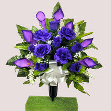 Load image into Gallery viewer, Purple Rose and Calla Lily Cemetery Cone Memorial Decoration
