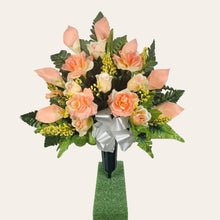 Load image into Gallery viewer, Peach Rose and Calla Lily Cemetery Cone Memorial Decoration
