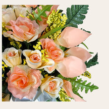 Load image into Gallery viewer, Peach Rose and Calla Lily Jumbo Cemetery Cone Memorial Decoration
