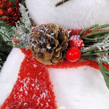 Load image into Gallery viewer, This Christmas memorial cone pair comes with a sitting bear, frosted berries, and red glitter pinecones. It is 2 funeral or cemetery decorations.
