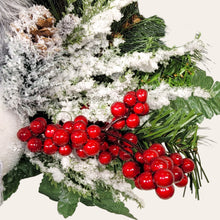 Load image into Gallery viewer, This cemetery cone comes with a cute smiling snowman, red berries, and a gray stocking cap. It is a Christmas memorial decoration.
