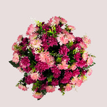 Load image into Gallery viewer, This memorial decoration has beauty pink mini mum grave flowers for cemetery. It is 360-degree funeral flowers.
