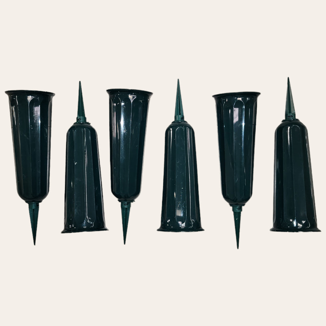 Set of 6 Cemetery Vases Filled with Foam