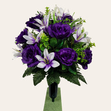 Load image into Gallery viewer, Purple Rose and White Lily Cemetery Cone (360 Degrees)
