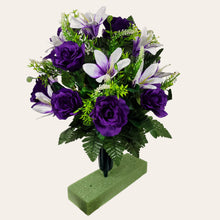 Load image into Gallery viewer, Purple Rose and White Lily Cemetery Cone (360 Degrees)
