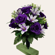 Load image into Gallery viewer, Purple Rose and White Lily Cemetery Cone (360 Degrees)
