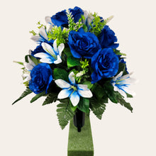 Load image into Gallery viewer, Blue Rose and White Lily Cemetery Cone (360 Degrees)
