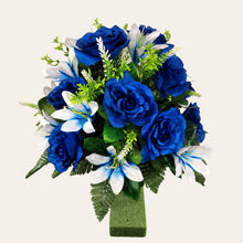 Load image into Gallery viewer, Blue Rose and White Lily Cemetery Cone (360 Degrees)
