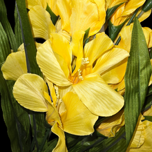 Load image into Gallery viewer, 3 Yellow Gladiolus Artificial Flowers for memorial, bridal, craft supply, home decor, and more!
