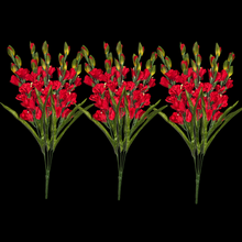 Load image into Gallery viewer, 3 Red Gladiolus Artificial Flowers for memorial, bridal, craft supply, home decor, and more!
