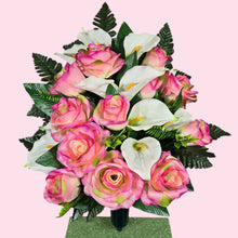 Load image into Gallery viewer, Elegant Large Beauty Pink Rose &amp; White Calla Lily Memorial Cone Decoration
