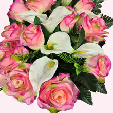 Load image into Gallery viewer, Elegant Large Beauty Pink Rose &amp; White Calla Lily Memorial Cone Decoration
