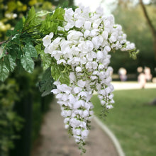 Load image into Gallery viewer, Cream Hanging Wisteria Artificial Flowers for memorial, bridal, craft supply, home decor, and more.
