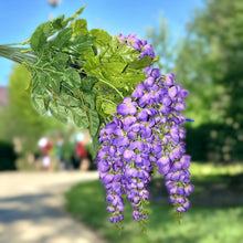 Load image into Gallery viewer, Purple Hanging Wisteria Artificial Flowers for memorial, bridal, craft supply, home decor, and more.
