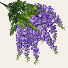 Load image into Gallery viewer, Purple Hanging Wisteria Artificial Flowers for memorial, bridal, craft supply, home decor, and more.
