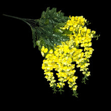 Load image into Gallery viewer, Yellow Hanging Wisteria Artificial Flowers for memorial, bridal, craft supply, home decor, and more.
