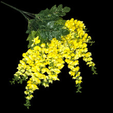 Load image into Gallery viewer, Yellow Hanging Wisteria Artificial Flowers for memorial, bridal, craft supply, home decor, and more.
