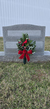 Load image into Gallery viewer, Christmas cemetery vase memorial decoration with berries, holly, and pine.
