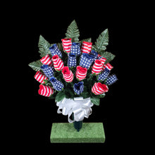 Load image into Gallery viewer, Red White and Blue Rosebud Stars and Stripes Patriotic Cemetery Cone Memorial Decoration
